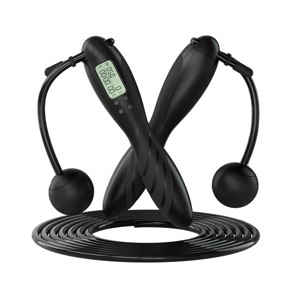 Corded + Cordless Counting Skipping Rope Black